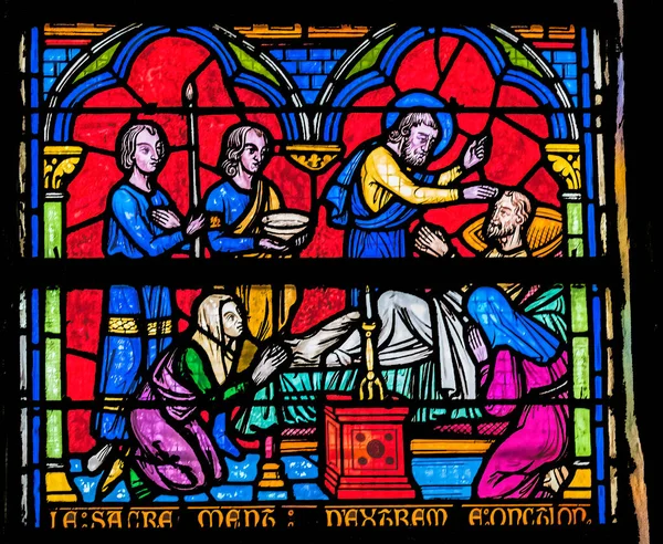 Marie Mont Франція Жовтня 2021 Colorful Disciple Healing Sessed Glass — стокове фото