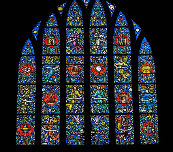 Marie Mont France October 2021 Colorful Angels Stained Glass Notre — Stock Photo, Image