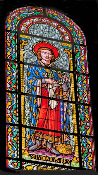 Nimes Francia Diciembre 2021 Saint King Louis Stained Glass Notre — Foto de Stock