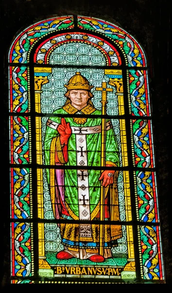 尼姆斯 Nimes 2021年12月29日 教宗圣乌尔班五世 Saint Urban Stained Glass Notre Dame — 图库照片