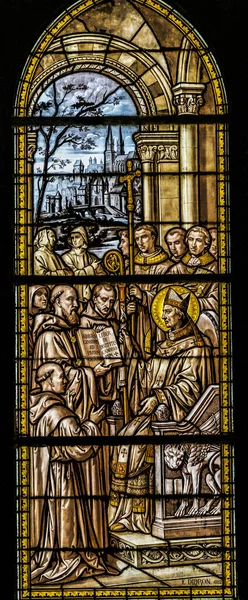 Nimes Francie Prosince 2021 Saint Castor Bishop Stainglass Notre Dame — Stock fotografie