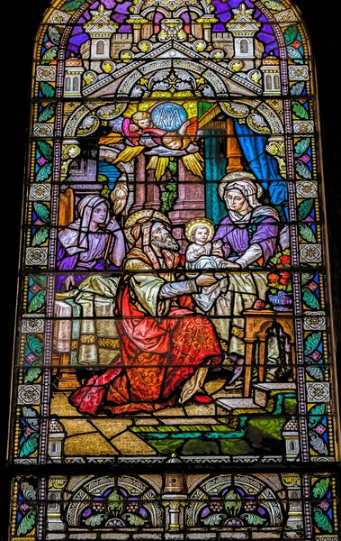 Phoenix Arizona May 2021 Joseph Mary Baby Jesus Stained Glass — Stock Photo, Image