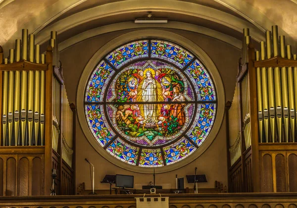 Phoenix Arizona Maio 2021 Virgin Mary Angels Vitral Rose Window — Fotografia de Stock