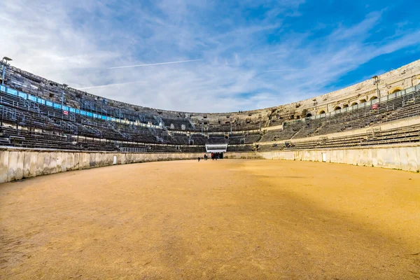 Ancient Classical Roman Amphitheatre Floor Arena Nimes Gard France Built — Stock Photo, Image