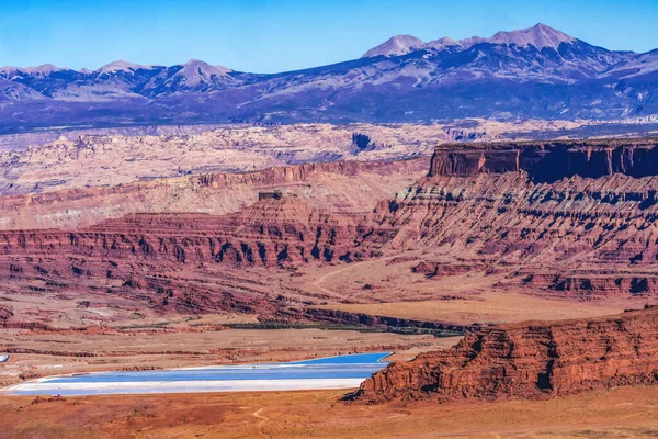 Blue Reservoir Zavlažovací Jezírka Grand View Point Overlook Red Rock — Stock fotografie