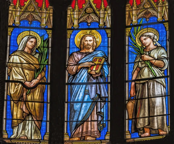 Nimes Francie Prosince 2021 Jesus Saint Perpetue Saint Felicity Stainglass — Stock fotografie