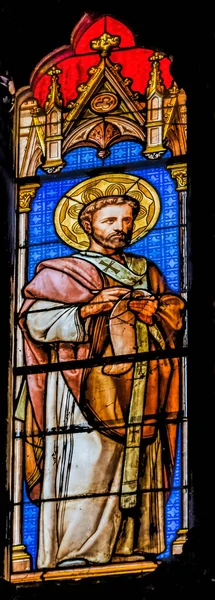 尼姆斯 Nimes 2021年12月30日 圣奥古斯丁圣彼得费利奇教堂 Augustine Stained Glass Saint Perpetue Felicite — 图库照片