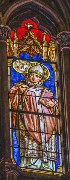 Nimes França Dezembro 2021 Saint Gregory Great Stained Glass Saint — Fotografia de Stock