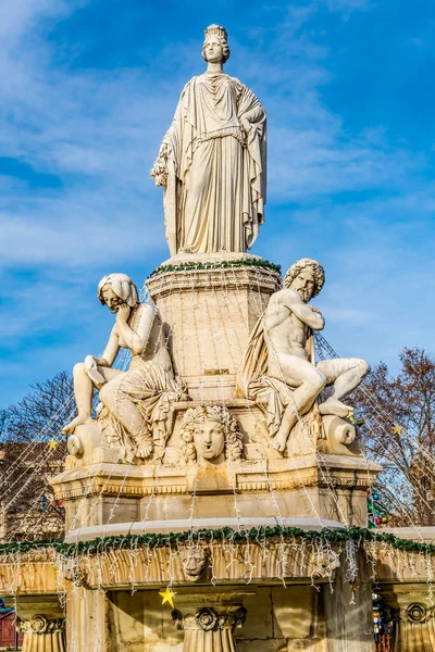 Pradier Fountain Esplanade Charles Gaulle Nimes Gard France Created 1851 — Stock Photo, Image