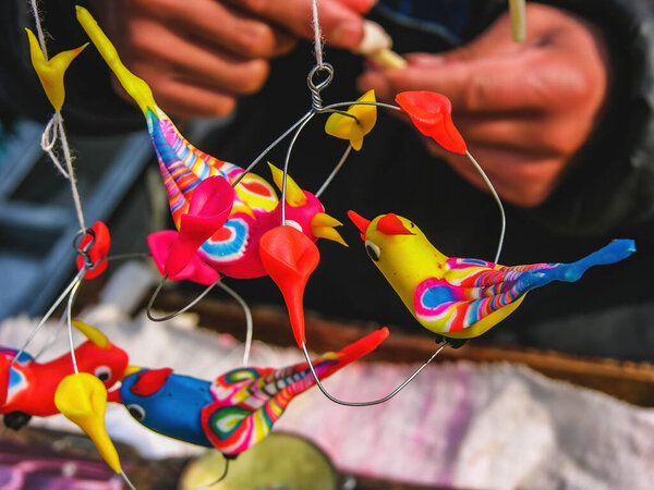 Carving Toy Birds from Wheat Flour Temple Fair Chinese Lunar New Year Beijing China