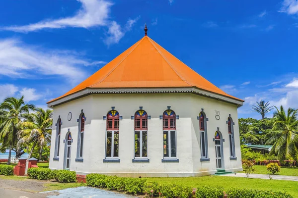 Barevný Chrám Papetoai Protestantská Církev Moorea Tahiti Francouzská Polynésie Protestanti — Stock fotografie