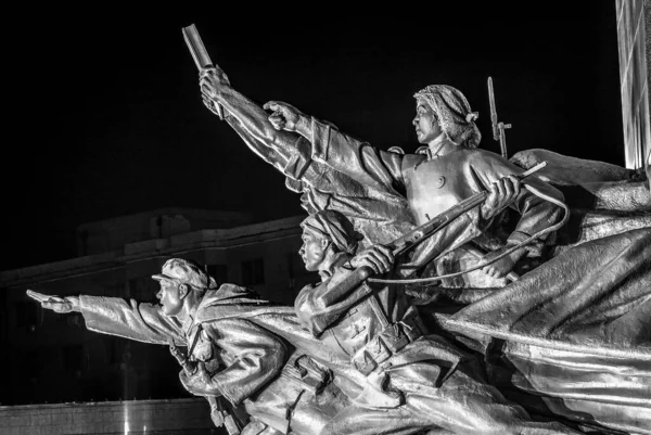 Black White Mao Zedong Statue Heroes Zhongshan Square Shenyang Liaoning — Photo