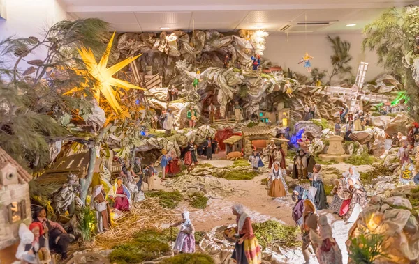 Marseille France December 2021 Creche Nativity Mary Jesus Figures Basilica — Stock Photo, Image