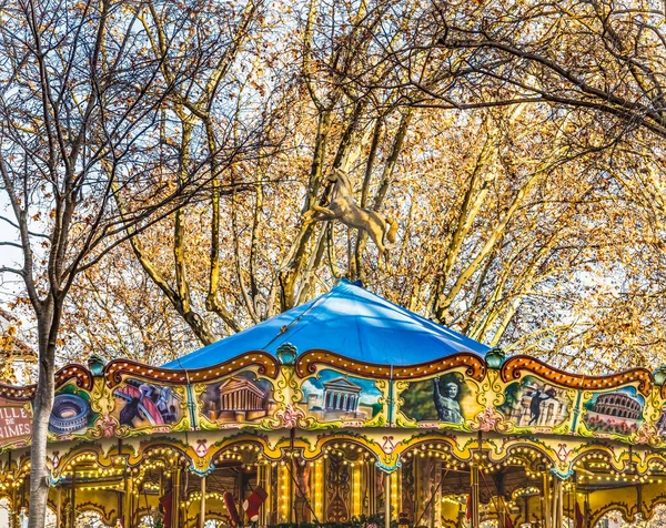 Christmas Carousel Old Merry Amusement Ride Nimes Gard France — Stock Photo, Image