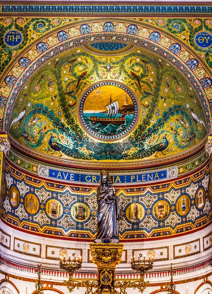 Marseille France December 2021 Black Madonna Mary Ship Mosaic Basilica — Stock Photo, Image