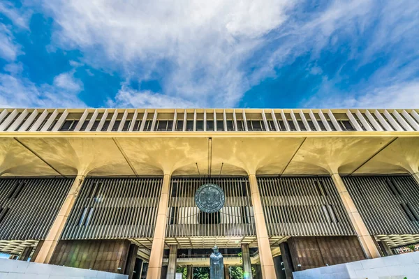 Sello Entrada Padre Damián Estatua Capitolio Del Estado Edificio Legislatura — Foto de Stock