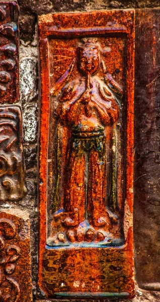 Antiguo Reproductor Flauta Ladrillo Cerámica Pagoda Monumento Budista Kaifeng Henan — Foto de Stock