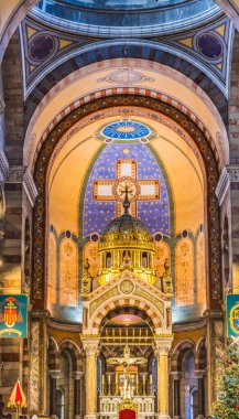 Marsilya, Fransa - 26 Aralık 2021 Katedral Aziz Mary Mejor Katolik Kilisesi Baş Piskoposu Marsilya Fransa 1800 'lü yıllarda kuruldu.