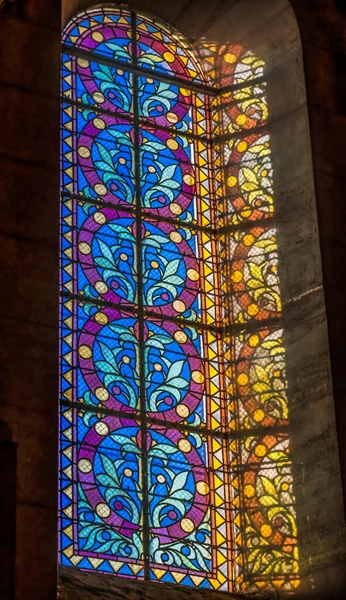 마르세유 프랑스 2021 Stained Glass Reflection Cathedral Saint Mary Mejor — 스톡 사진