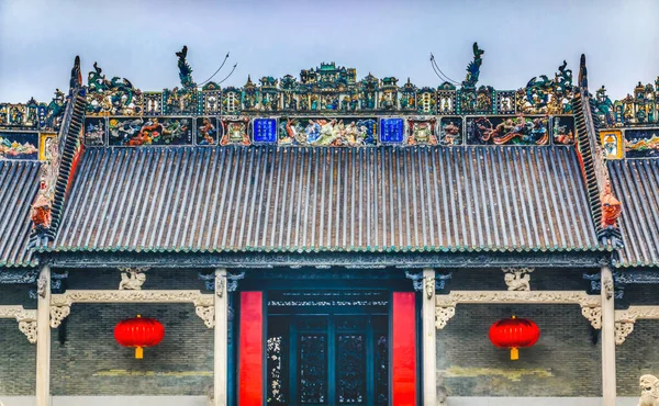 中国广东省广州市陈氏道教寺入口 1894年清代建造的庙宇 — 图库照片