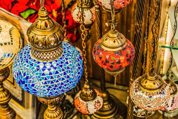 Colorful Turkish Morrocan Mosaic Glass Brass Lamps Little Havana Miami —  Fotos de Stock