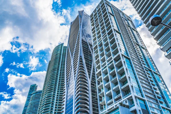 Modern High Rise Apartment Buildings Skyscrapers Downtown Miami Florida — 스톡 사진