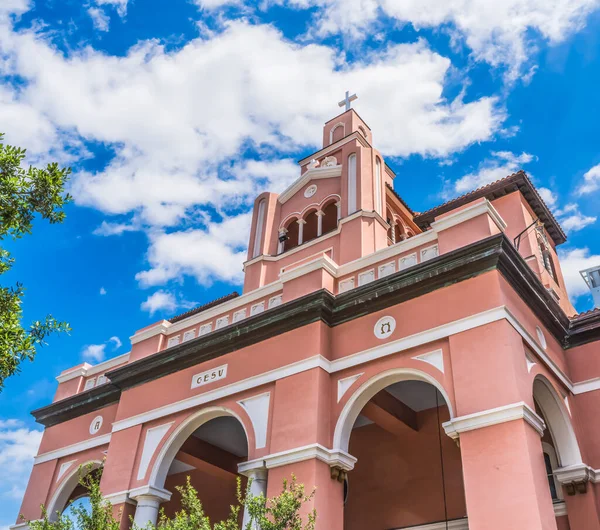Historic Gesu Catholic Church Facade Miami Florida Founded 1898 Church — Stockfoto