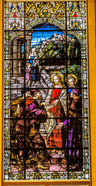 Miami Florida Maaliskuuta 2021 Jeesus Moneychangers Temple Stained Glass Gesu — kuvapankkivalokuva