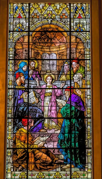 Miami Florida March 2021 Young Jesus Preaching Temple Stained Glass – stockfoto