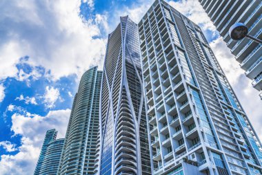 Modern High Rise Apartment Buildings Skyscrapers Downtown Miami Florida
