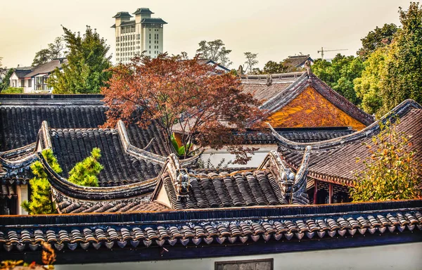 Ancient Suzhou Style Chinese Rooftops Apartments Cityscape Scenic Area Suzhou — 图库照片