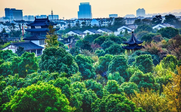 Ancient Pan Men Secenic Area Pagoda Apartments Cityscape Suzhou Jiangsu — Foto Stock