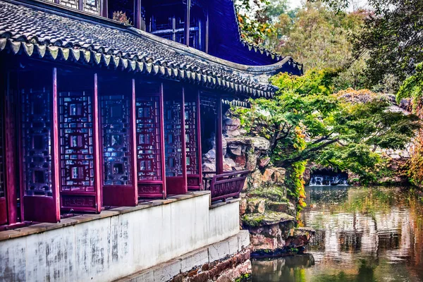 Garden Humble Administrator Zhouzheng Yuan Reflection Ancient Chinese House Water — Stockfoto