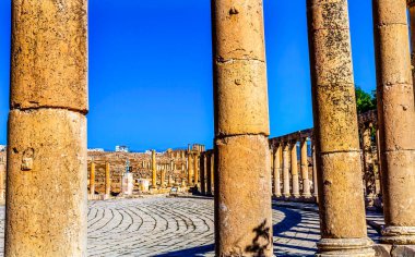Oval Plaza 160 Ionic Columns Ancient Roman City Jerash Jordan Came to power 300 BC to 600 AD Most original Roman City in the Middle East