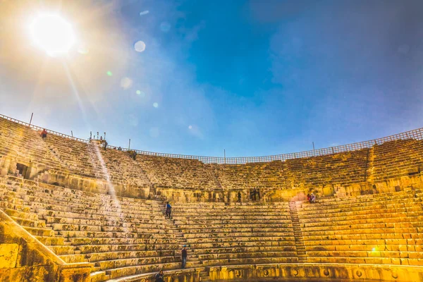 Αρχαίο Ρωμαϊκό Αμφιθέατρο South Theater City Sun Jerash Ιορδανία — Φωτογραφία Αρχείου