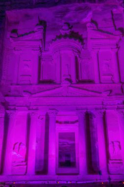 Purple Treasury Illuminated Night Small Fires Petra Jordan Built by  Nabataens in 100 BC Petra at Night is special presentations for Tourists