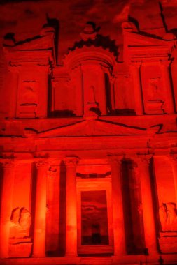Red Treasury Illuminated Night Petra Jordan Built by  Nabataens in 100 BC Petra at Night is special presentations for Tourists