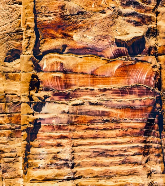 Colorful Rock Tombs Morning Street of Facades Petra Jordan Built by Nabataens in 200 BC to 400 AD Tombs have many abstracts close up Magnesium in rock