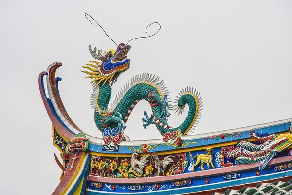 Tetto Colorato Del Drago Tempio Taoista Zhongde Xiamen Fujian Province — Foto Stock