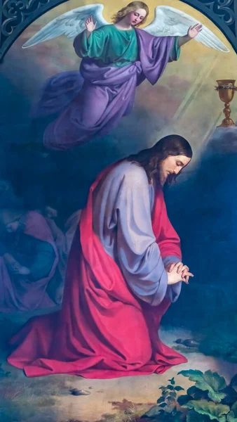 瑞士卢塞恩 2022年8月17日色彩艳丽的耶稣基督花园Gethsemane Painting Peter Church Basilica Altar Lucerne Switzerland Oldest — 图库照片