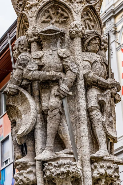 Guardsmen Knights Statues Fountain Old Town Lucerne Switzerland Built 1332 — Stock Photo, Image