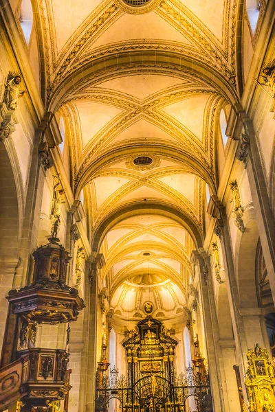 stock image Lucerne, Switzerland - August 17, 2022 Colorful Leodegar Church Basilica Altar Lucerne Switzerland  Originally a monastery in 1100s became a church in 1874