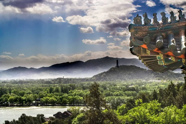 Dachfiguren Langlebigkeit Hill Buddha Tower Feng Pagode Kunming Lake Sommerpalast — Stockfoto