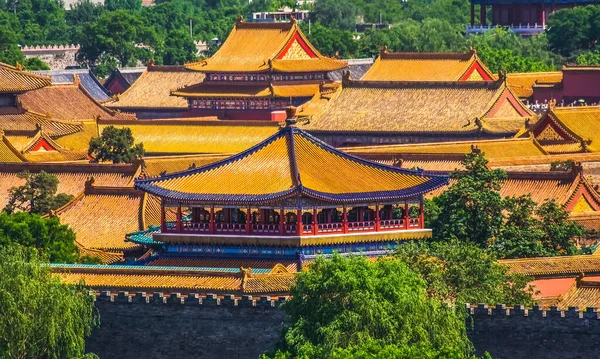 Colorful Orange Roofs Pavilions Forbidden City Emperor Palace Beijing China Stock Photo