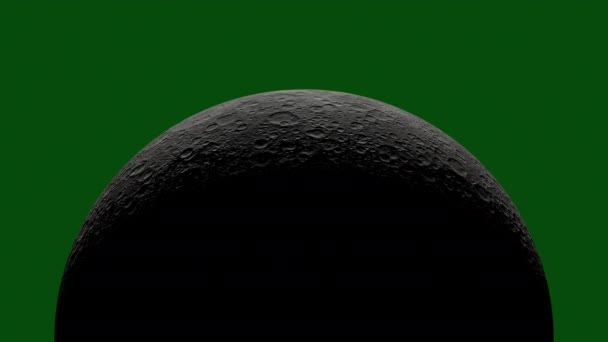 Fases da Lua - Vídeo renderizado do hemisfério norte, rotação da lua na tela verde — Vídeo de Stock