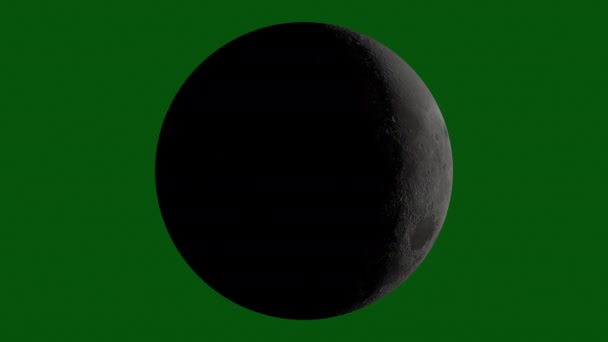Phases de la Lune - Vidéo rendue en time-lapse dans l'hémisphère Nord, rotation de la lune sur écran vert — Video