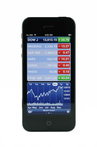 Tela de estoque no iPhone 5 — Fotografia de Stock