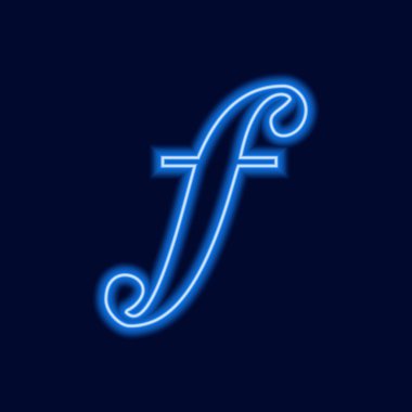 Müzik İşaretleri Neon Vektör Simgeleri Ayarlandı. Müzikal Anahtar, düşük tempo, sforzando, forte, piyano işaretleri.