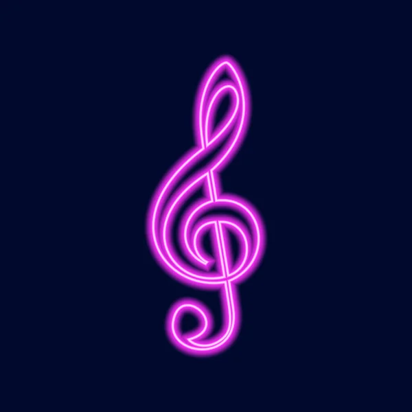 Musikaliska tecken neon vektor ikoner set. Musikal Clef, down beat, sforzando, forte, pianotecken. — Stock vektor