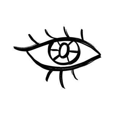 Doodle Eyes el çizimi set. Mistik Semboller Boho koleksiyonu. Uğursuz Göz, Hilal Ay ve kristaller sanat.